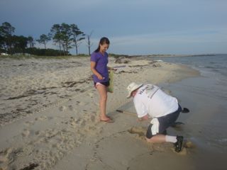 Lexi Fitch and
                    your truly collecting Gulf water samples
